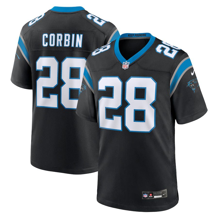 Men Carolina Panthers #28 Jashaun Corbin Nike Black Team Game NFL Jersey->carolina panthers->NFL Jersey